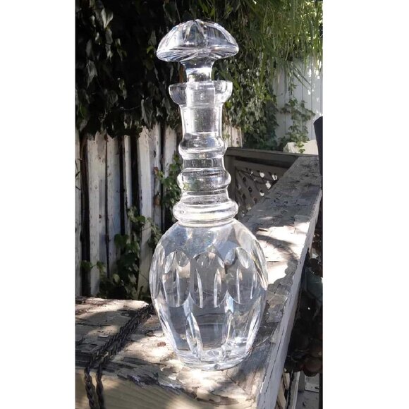 Hand Cut 24% Pbo Lead Crystal Decanter with Mushroom Stopper from West Germany - Picture 9 of 12